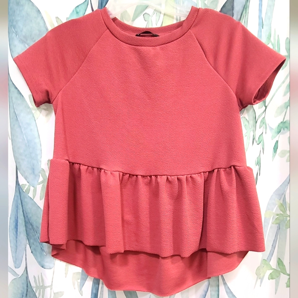 Rose colored flowy hem blouse